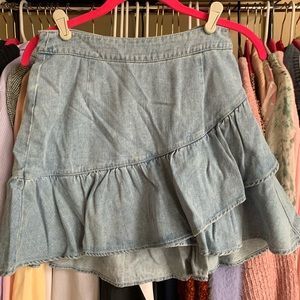 Tiered Flounce Denim Skirt